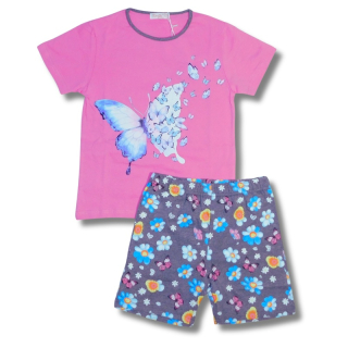 Dívčí letní pyžamo Kugo MP5879 růžové / šedé